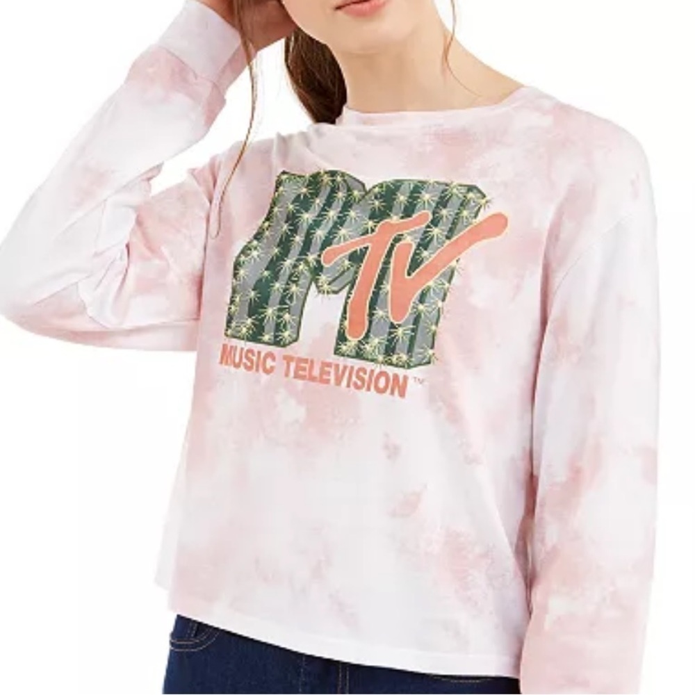 Love Tribe MTV Music Television Tie-Dye Long Sleeve Relaxed Fit Shirt
